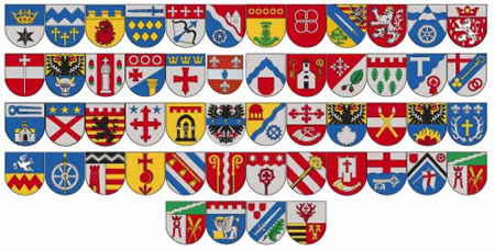 Die Wappen der Ortsgemeinden in der VG Bitburg-Land